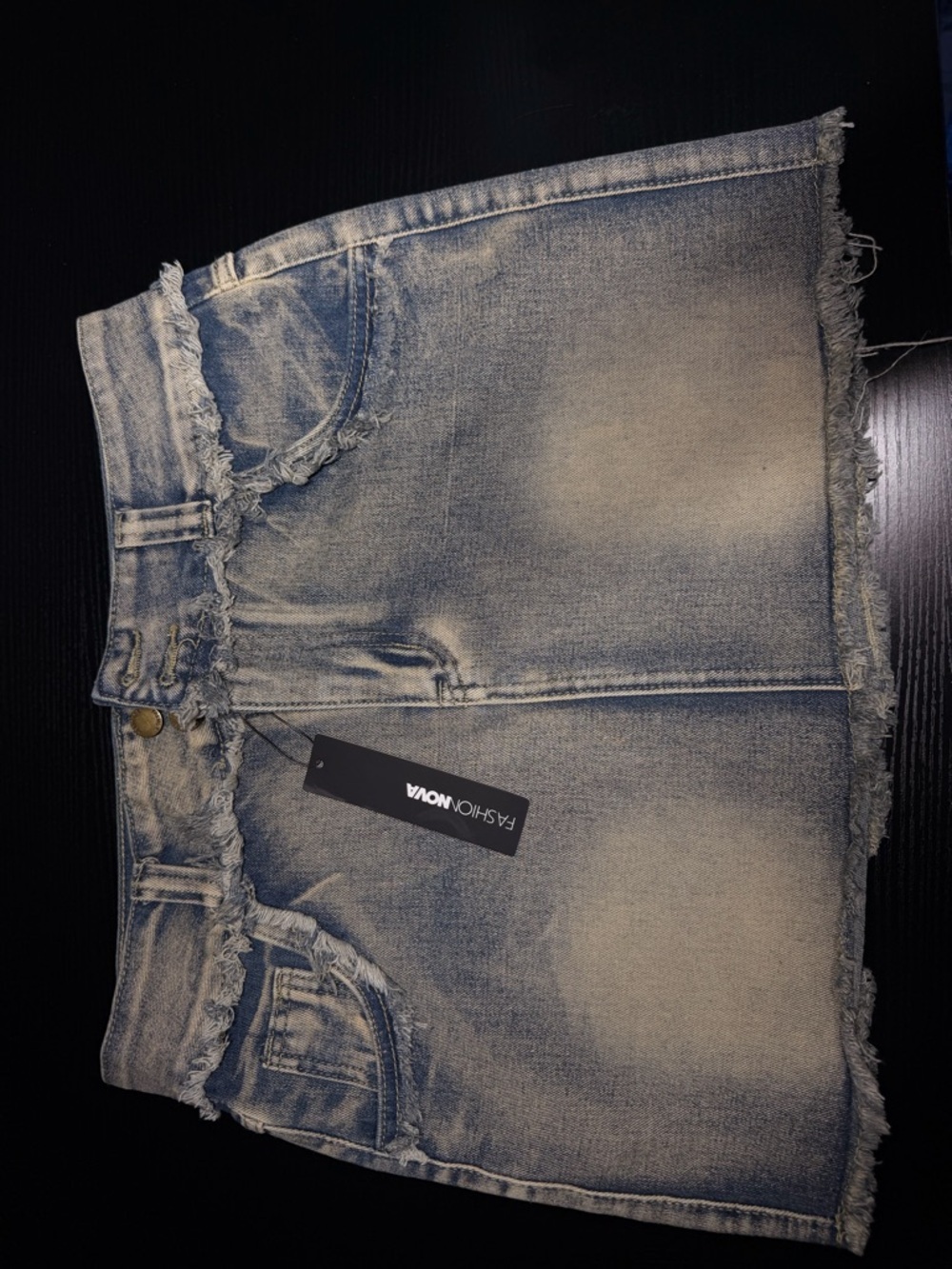 Fashion Nova Light Blue Distressed Denim Skirt